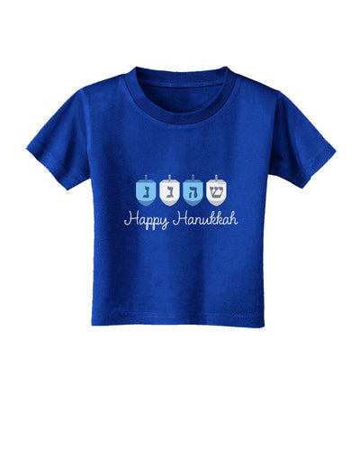 Happy Hanukkah Blue Dreidels Toddler T-Shirt Dark-Toddler T-Shirt-TooLoud-Red-2T-Davson Sales