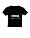 Happy Hanukkah Blue Dreidels Toddler T-Shirt Dark-Toddler T-Shirt-TooLoud-Black-2T-Davson Sales