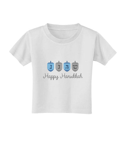 Happy Hanukkah Blue Dreidels Toddler T-Shirt-Toddler T-Shirt-TooLoud-White-2T-Davson Sales