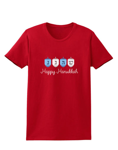 Happy Hanukkah Blue Dreidels Womens Dark T-Shirt-TooLoud-Red-X-Small-Davson Sales