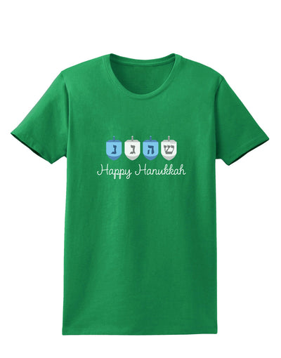 Happy Hanukkah Blue Dreidels Womens Dark T-Shirt-TooLoud-Kelly-Green-X-Small-Davson Sales