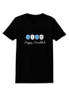 Happy Hanukkah Blue Dreidels Womens Dark T-Shirt-TooLoud-Black-X-Small-Davson Sales