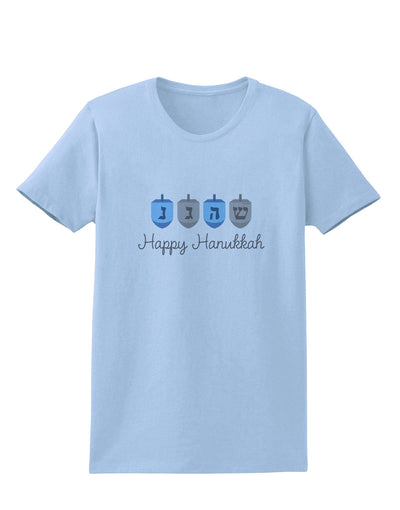 Happy Hanukkah Blue Dreidels Womens T-Shirt-Womens T-Shirt-TooLoud-Light-Blue-X-Small-Davson Sales