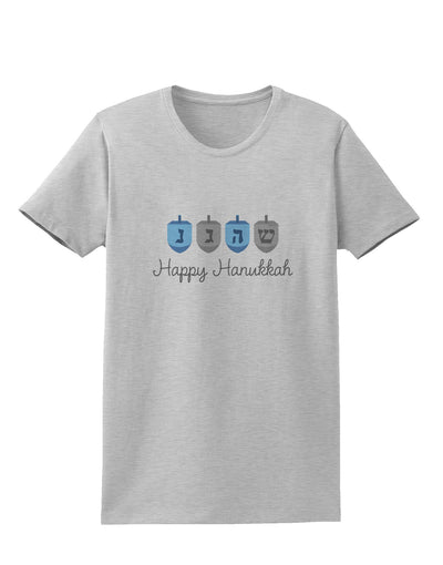 Happy Hanukkah Blue Dreidels Womens T-Shirt-Womens T-Shirt-TooLoud-AshGray-X-Small-Davson Sales