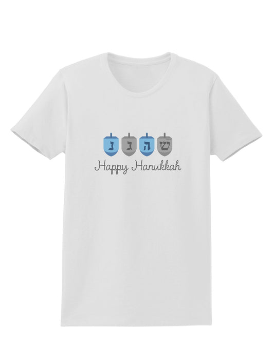 Happy Hanukkah Blue Dreidels Womens T-Shirt-Womens T-Shirt-TooLoud-White-X-Small-Davson Sales
