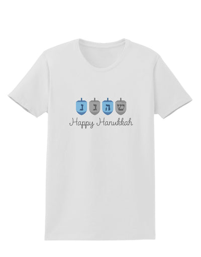 Happy Hanukkah Blue Dreidels Womens T-Shirt-Womens T-Shirt-TooLoud-White-X-Small-Davson Sales