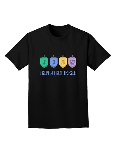 Happy Hanukkah Dreidels Adult Dark T-Shirt-Mens T-Shirt-TooLoud-Black-Small-Davson Sales