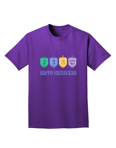 Happy Hanukkah Dreidels Adult Dark T-Shirt-Mens T-Shirt-TooLoud-Purple-Small-Davson Sales