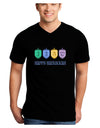 Happy Hanukkah Dreidels Adult Dark V-Neck T-Shirt-TooLoud-Black-Small-Davson Sales