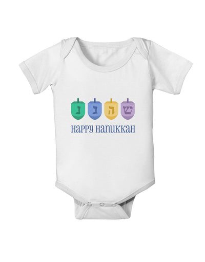 Happy Hanukkah Dreidels Baby Romper Bodysuit-Baby Romper-TooLoud-White-06-Months-Davson Sales