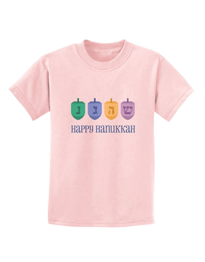 Happy Hanukkah Dreidels Childrens T-Shirt-Childrens T-Shirt-TooLoud-PalePink-X-Small-Davson Sales