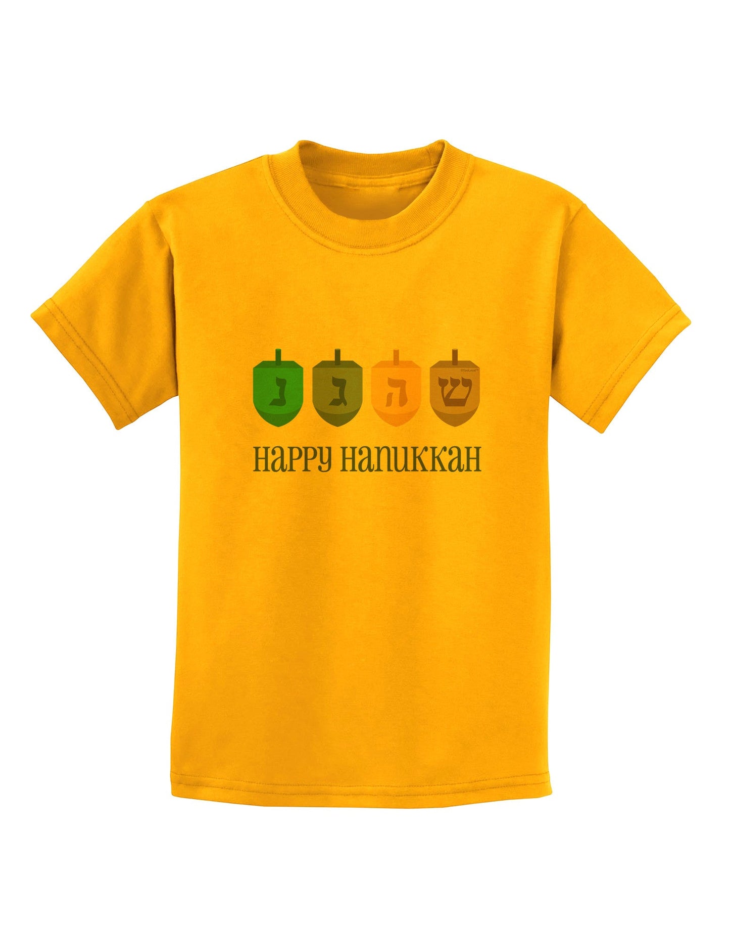 Happy Hanukkah Dreidels Childrens T-Shirt-Childrens T-Shirt-TooLoud-Gold-X-Small-Davson Sales