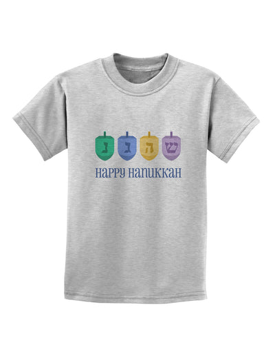 Happy Hanukkah Dreidels Childrens T-Shirt-Childrens T-Shirt-TooLoud-AshGray-X-Small-Davson Sales