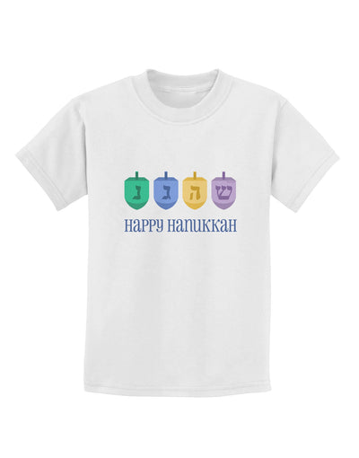 Happy Hanukkah Dreidels Childrens T-Shirt-Childrens T-Shirt-TooLoud-White-X-Small-Davson Sales