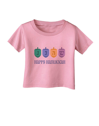 Happy Hanukkah Dreidels Infant T-Shirt-Infant T-Shirt-TooLoud-Candy-Pink-06-Months-Davson Sales