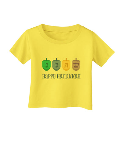 Happy Hanukkah Dreidels Infant T-Shirt-Infant T-Shirt-TooLoud-Yellow-06-Months-Davson Sales