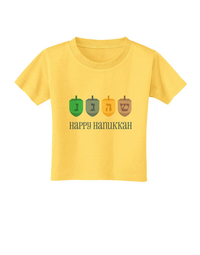 Happy Hanukkah Dreidels Toddler T-Shirt-Toddler T-Shirt-TooLoud-Yellow-2T-Davson Sales