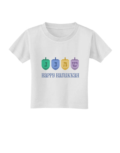 Happy Hanukkah Dreidels Toddler T-Shirt-Toddler T-Shirt-TooLoud-White-2T-Davson Sales