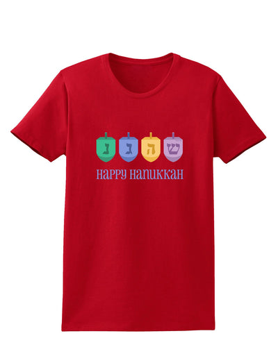 Happy Hanukkah Dreidels Womens Dark T-Shirt-TooLoud-Red-X-Small-Davson Sales