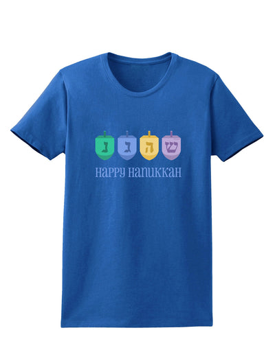 Happy Hanukkah Dreidels Womens Dark T-Shirt-TooLoud-Royal-Blue-X-Small-Davson Sales