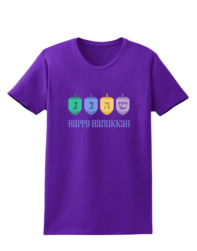 Happy Hanukkah Dreidels Womens Dark T-Shirt-TooLoud-Purple-X-Small-Davson Sales