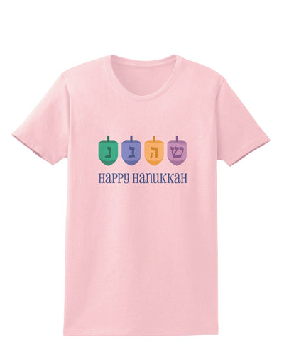 Happy Hanukkah Dreidels Womens T-Shirt-Womens T-Shirt-TooLoud-PalePink-X-Small-Davson Sales