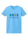 Happy Hanukkah Dreidels Womens T-Shirt-Womens T-Shirt-TooLoud-Aquatic-Blue-X-Small-Davson Sales