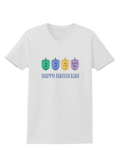 Happy Hanukkah Dreidels Womens T-Shirt-Womens T-Shirt-TooLoud-White-X-Small-Davson Sales