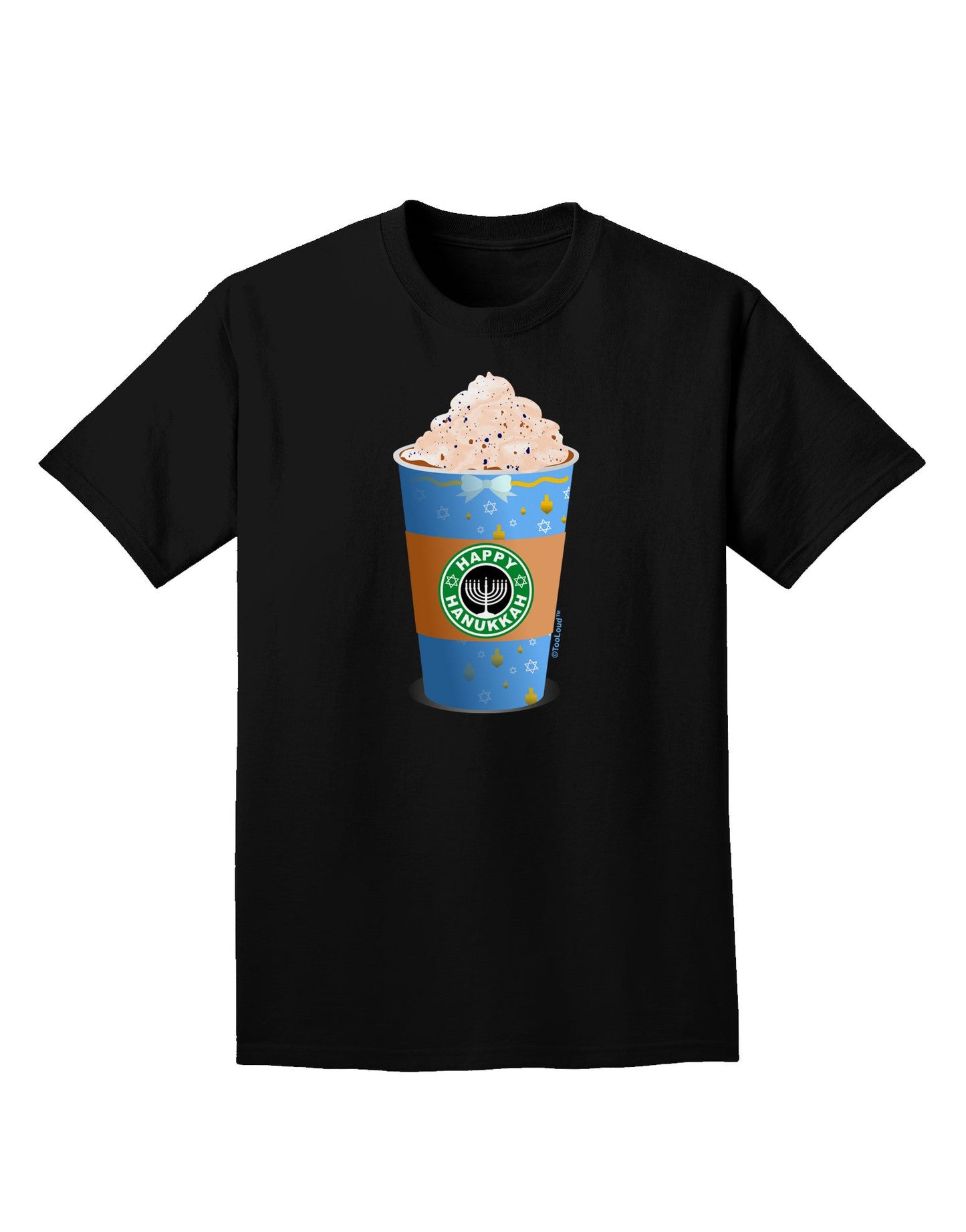 Happy Hanukkah Latte Cup Adult Dark T-Shirt-Mens T-Shirt-TooLoud-Black-Small-Davson Sales
