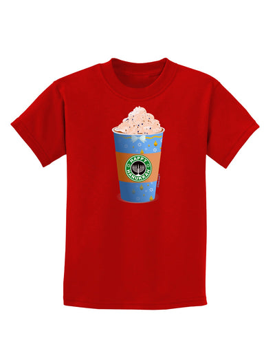 Happy Hanukkah Latte Cup Childrens Dark T-Shirt-Childrens T-Shirt-TooLoud-Red-X-Small-Davson Sales