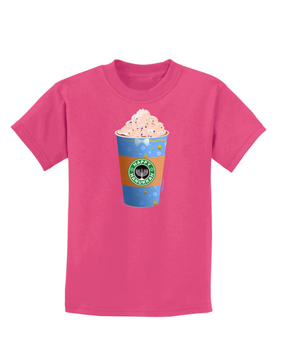 Happy Hanukkah Latte Cup Childrens Dark T-Shirt-Childrens T-Shirt-TooLoud-Sangria-X-Small-Davson Sales