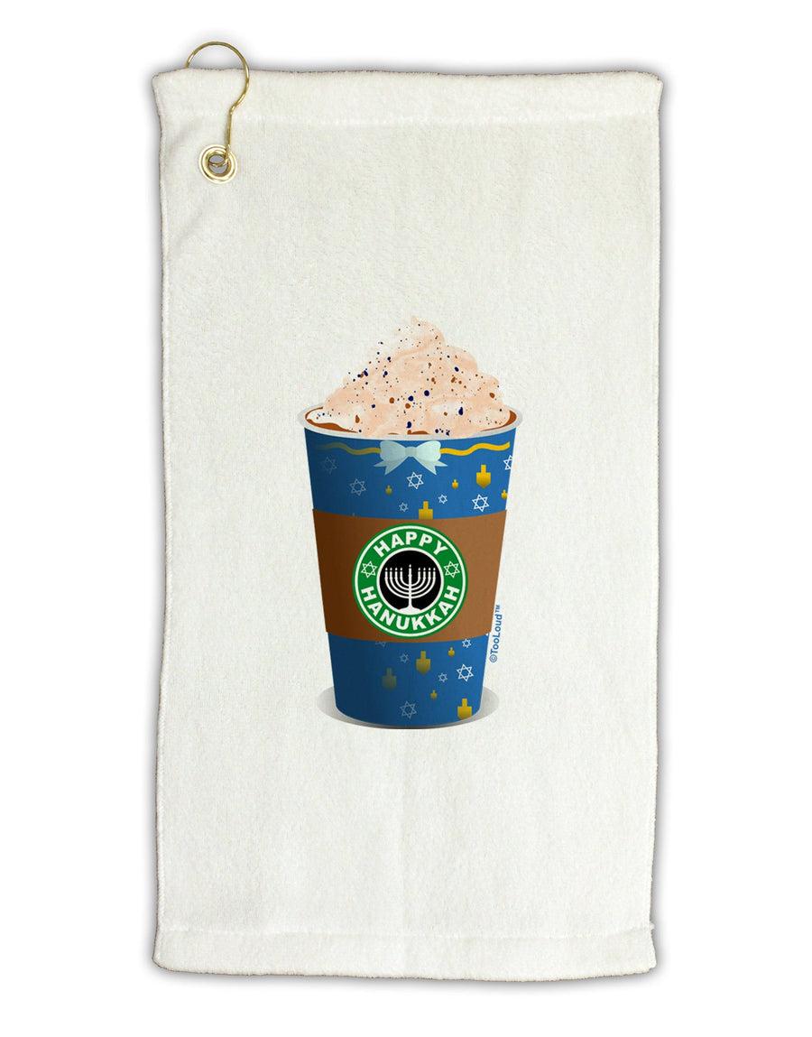 Happy Hanukkah Latte Cup Micro Terry Gromet Golf Towel 16 x 25 inch-Golf Towel-TooLoud-White-Davson Sales