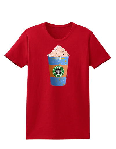 Happy Hanukkah Latte Cup Womens Dark T-Shirt-TooLoud-Red-X-Small-Davson Sales