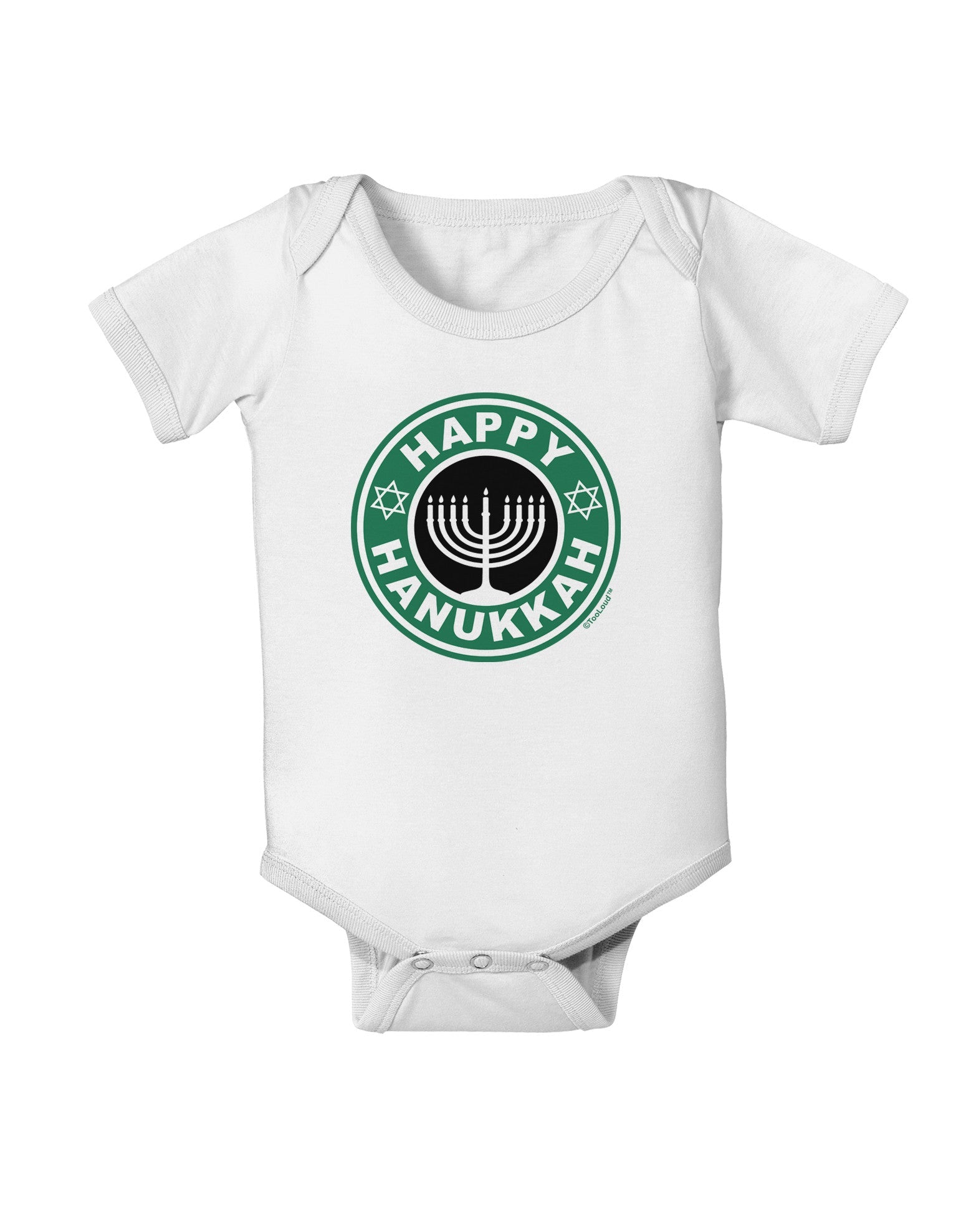 Happy Hanukkah Latte Logo Baby Romper Bodysuit-Baby Romper-TooLoud-White-06-Months-Davson Sales