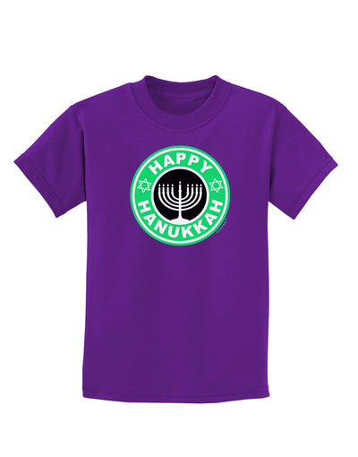 Happy Hanukkah Latte Logo Childrens Dark T-Shirt-Childrens T-Shirt-TooLoud-Purple-X-Small-Davson Sales