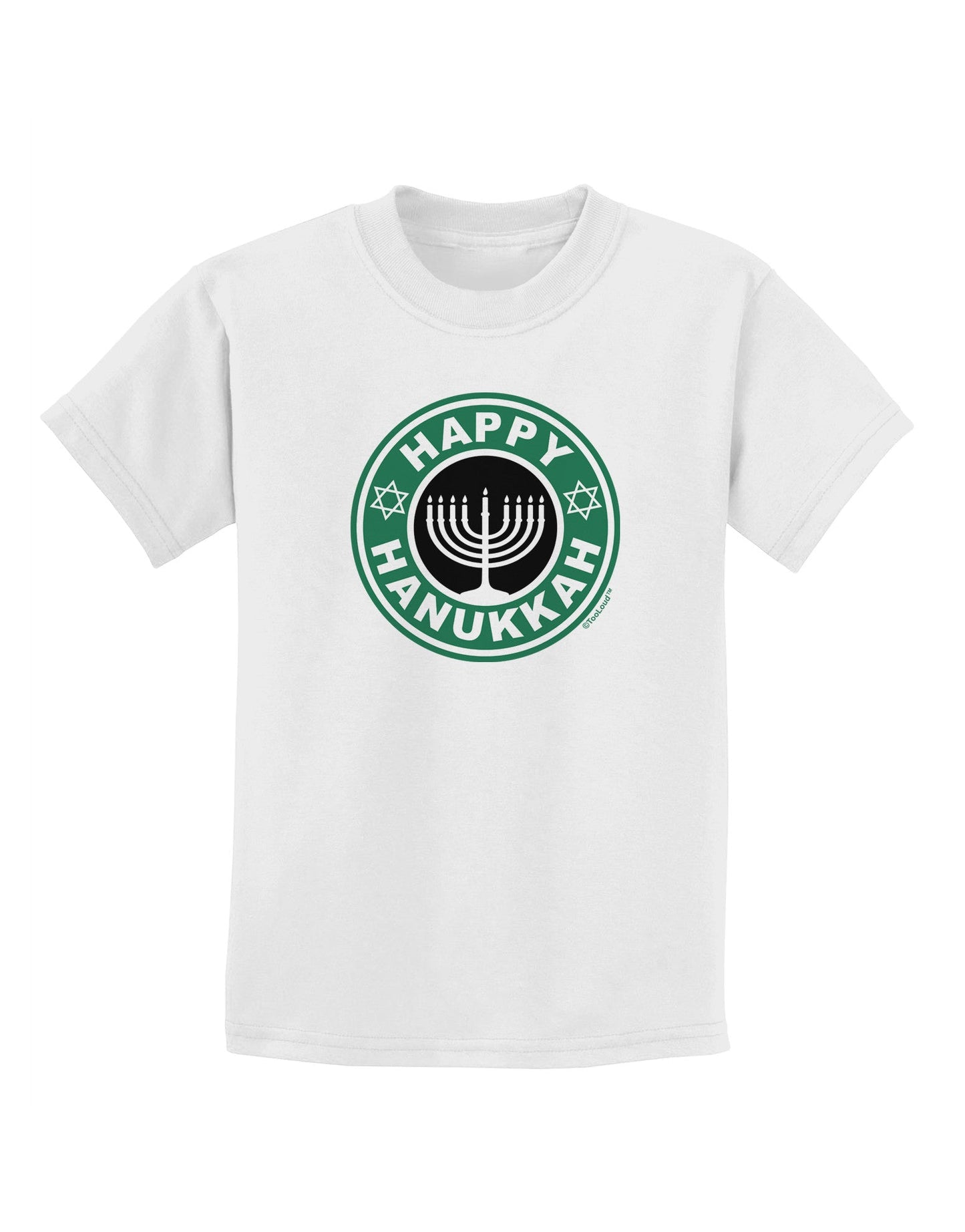 Happy Hanukkah Latte Logo Childrens T-Shirt-Childrens T-Shirt-TooLoud-White-X-Small-Davson Sales
