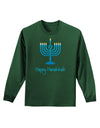 Happy Hanukkah Menorah Adult Long Sleeve Dark T-Shirt-TooLoud-Dark-Green-Small-Davson Sales