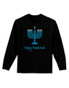 Happy Hanukkah Menorah Adult Long Sleeve Dark T-Shirt-TooLoud-Black-Small-Davson Sales