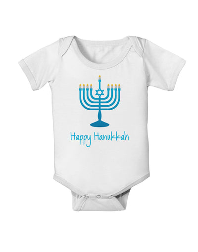 Happy Hanukkah Menorah Baby Romper Bodysuit-Baby Romper-TooLoud-White-06-Months-Davson Sales