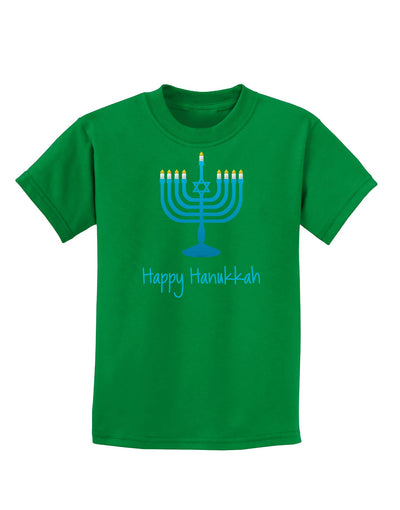 Happy Hanukkah Menorah Childrens Dark T-Shirt-Childrens T-Shirt-TooLoud-Kelly-Green-X-Small-Davson Sales