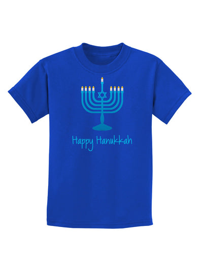 Happy Hanukkah Menorah Childrens Dark T-Shirt-Childrens T-Shirt-TooLoud-Royal-Blue-X-Small-Davson Sales