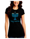 Happy Hanukkah Menorah Juniors Crew Dark T-Shirt-T-Shirts Juniors Tops-TooLoud-Black-Juniors Fitted Small-Davson Sales