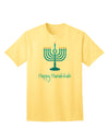 Happy Hanukkah Menorah - Premium Adult T-Shirt for Festive Celebrations-Mens T-shirts-TooLoud-Yellow-Small-Davson Sales