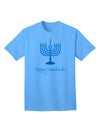 Happy Hanukkah Menorah - Premium Adult T-Shirt for Festive Celebrations-Mens T-shirts-TooLoud-Aquatic-Blue-Small-Davson Sales