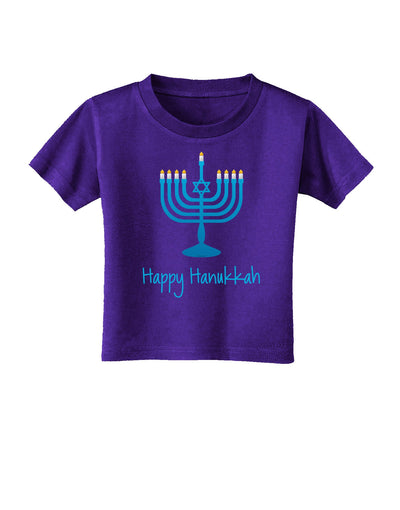 Happy Hanukkah Menorah Toddler T-Shirt Dark-Toddler T-Shirt-TooLoud-Purple-2T-Davson Sales