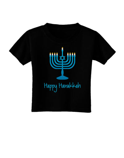 Happy Hanukkah Menorah Toddler T-Shirt Dark-Toddler T-Shirt-TooLoud-Black-2T-Davson Sales