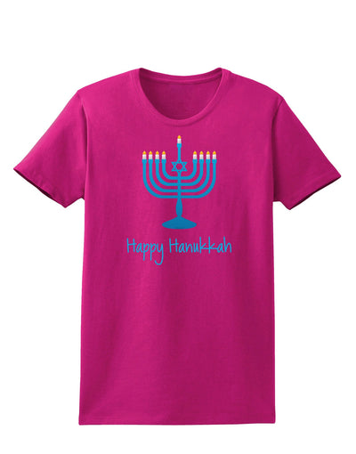 Happy Hanukkah Menorah Womens Dark T-Shirt-TooLoud-Hot-Pink-Small-Davson Sales