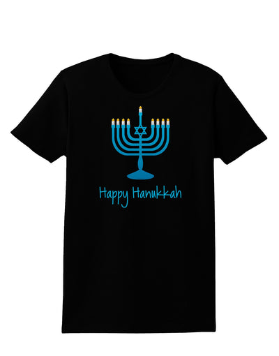 Happy Hanukkah Menorah Womens Dark T-Shirt-TooLoud-Black-X-Small-Davson Sales