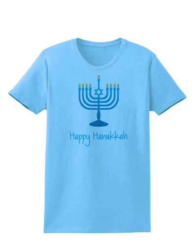 Happy Hanukkah Menorah Womens T-Shirt-Womens T-Shirt-TooLoud-Aquatic-Blue-X-Small-Davson Sales