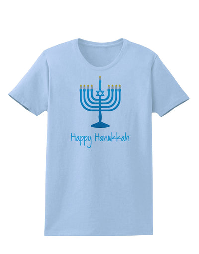 Happy Hanukkah Menorah Womens T-Shirt-Womens T-Shirt-TooLoud-Light-Blue-X-Small-Davson Sales